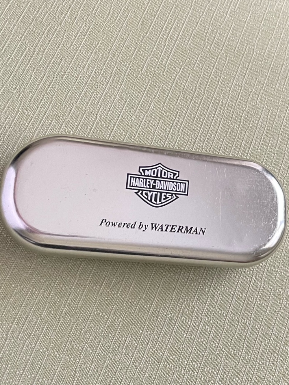 Vintage Harley-Davidson Waterman Pen Company Silver Metal Pen Case